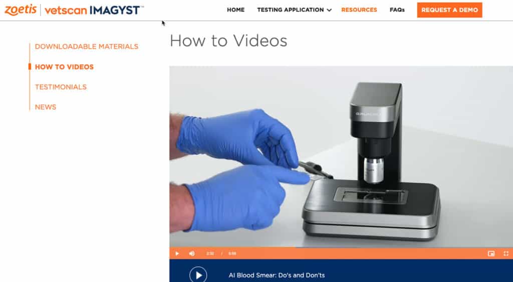 The Vetscan Imagyst “do’s and don’ts” training video helps practice personnel when they are making slides to scan.